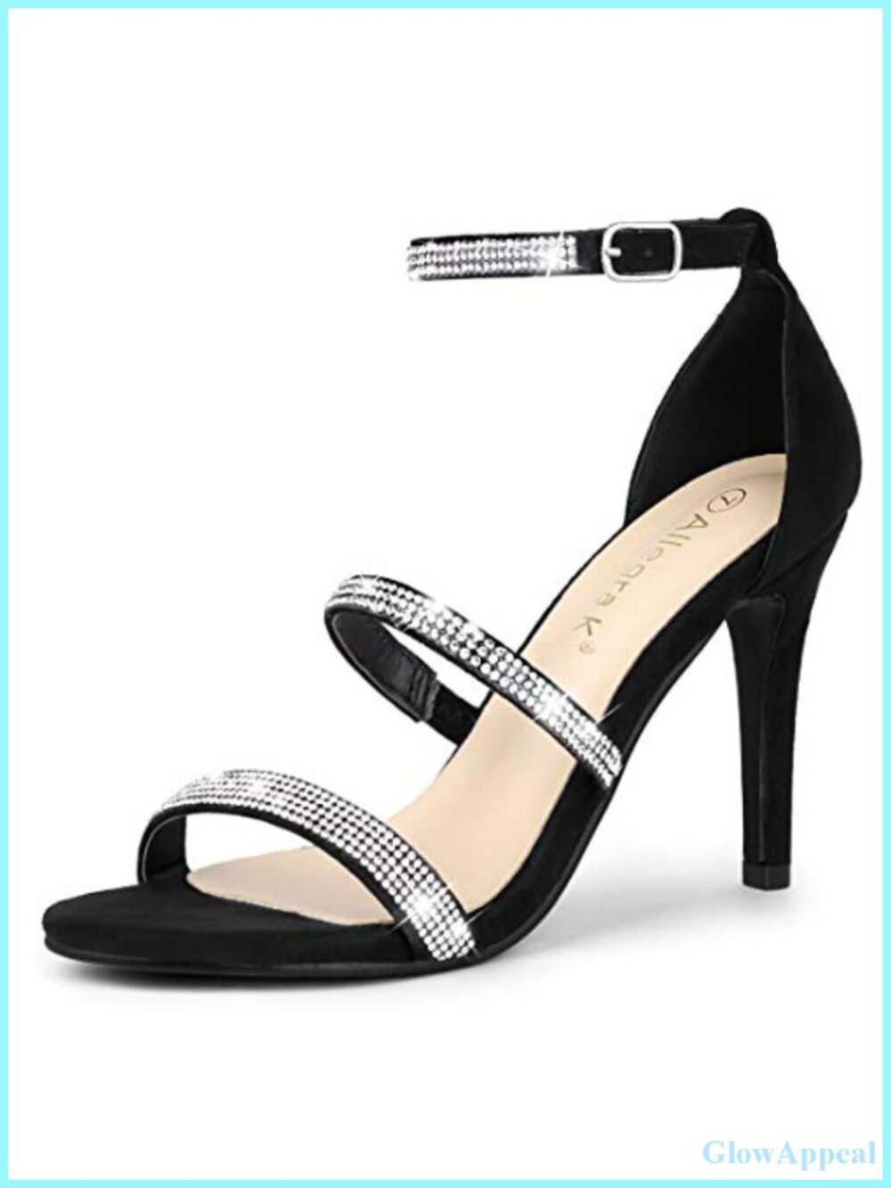 Faux Suede Rhinestone Ankle Strap Stiletto Heeled Sandals Party